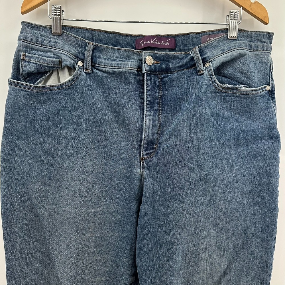 Gloria Vanderbilt Amanda Jeans Womens 18 Blue Denim Stretch 5-Pocket Outdoor